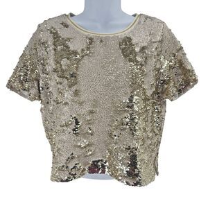 Chelsea & Violet Gold Sequin Crop Top
